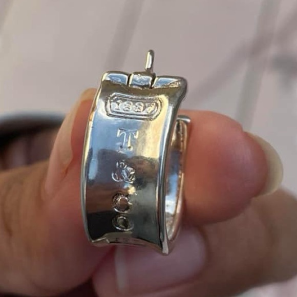 Vintage 1997 Tiffany & Co 1837 925 Sterling Silver Huggie Hoop Earrings - Picture 12 of 14